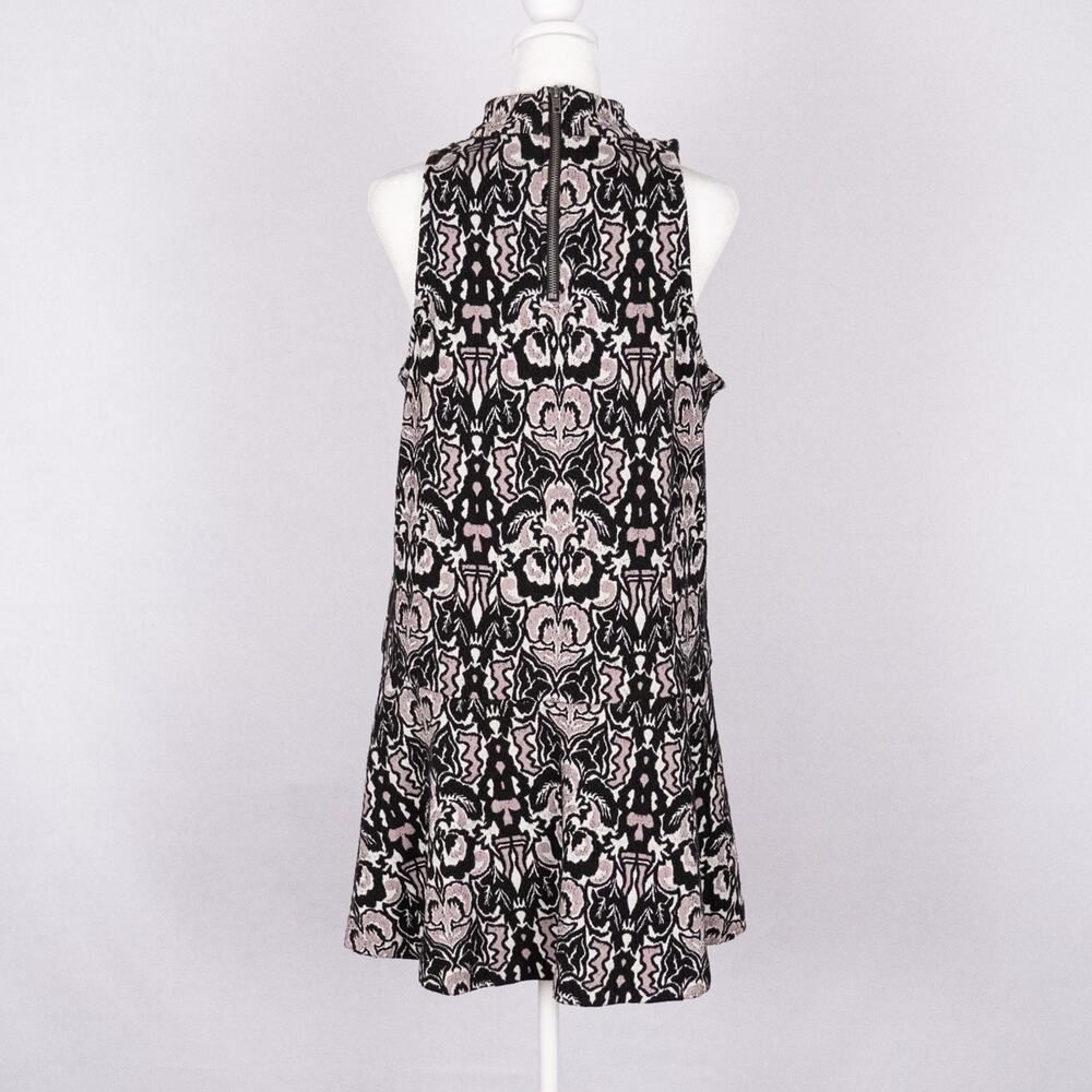 Free People Amelia Jacquard Knit Mock Neck Mini-Dress MEDIUM Textured Drop Waist - Picture 4 of 6